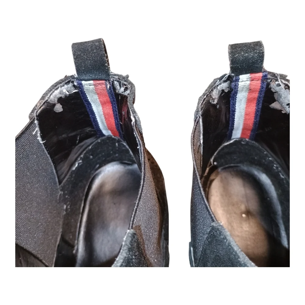 SOLD Tommy Hilfiger Black Suede Wedge Heel Boots Size 9 1/2 M - Picture 5 of 7